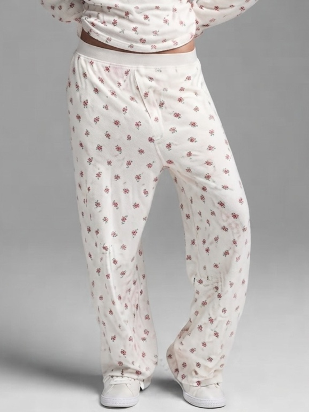 Skims Sz M White Mushroom Novelty Print Relaxed Modal Pajamas Pants